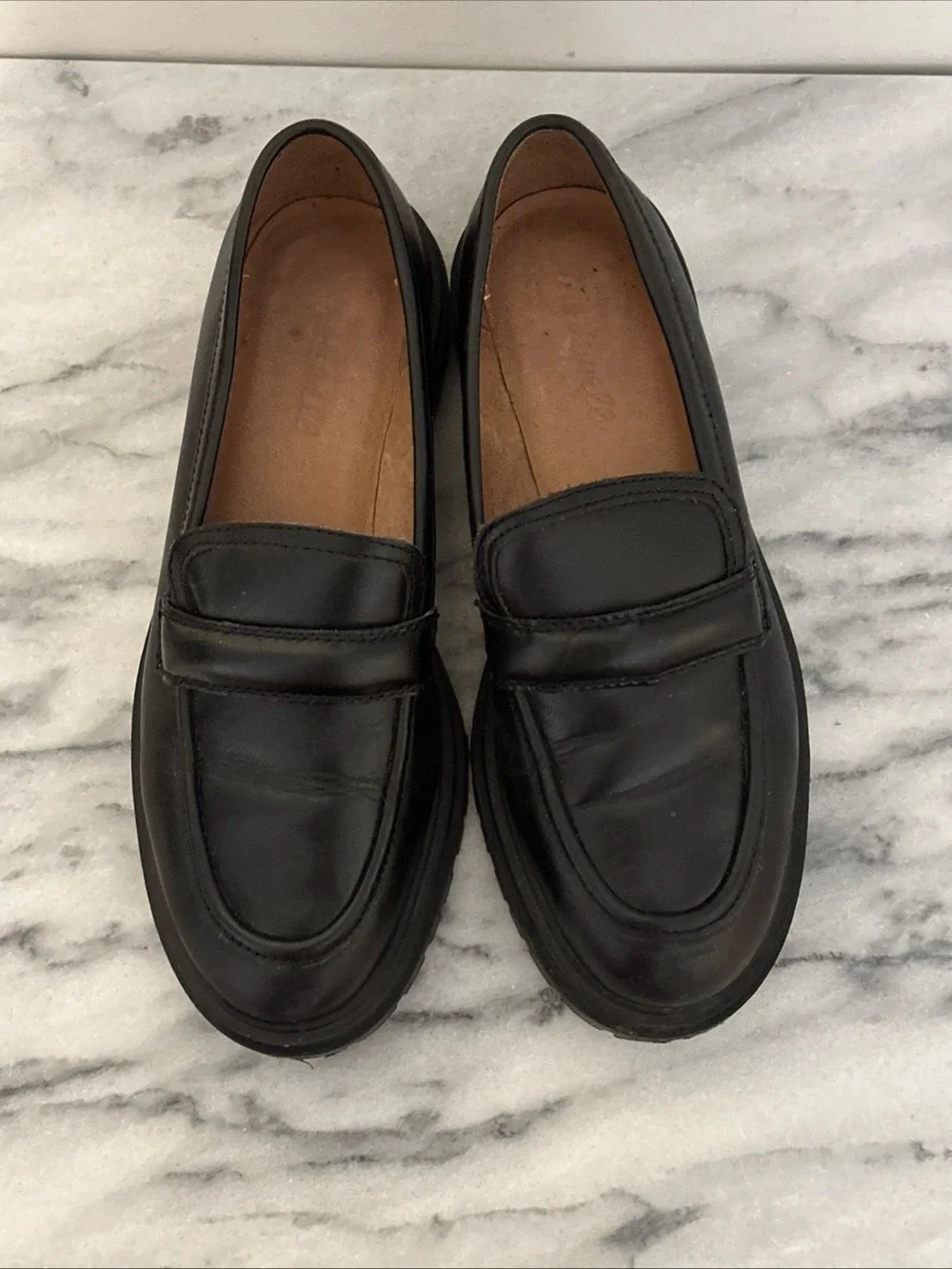 Madewell Classic Black Leather Penny Loafers for women